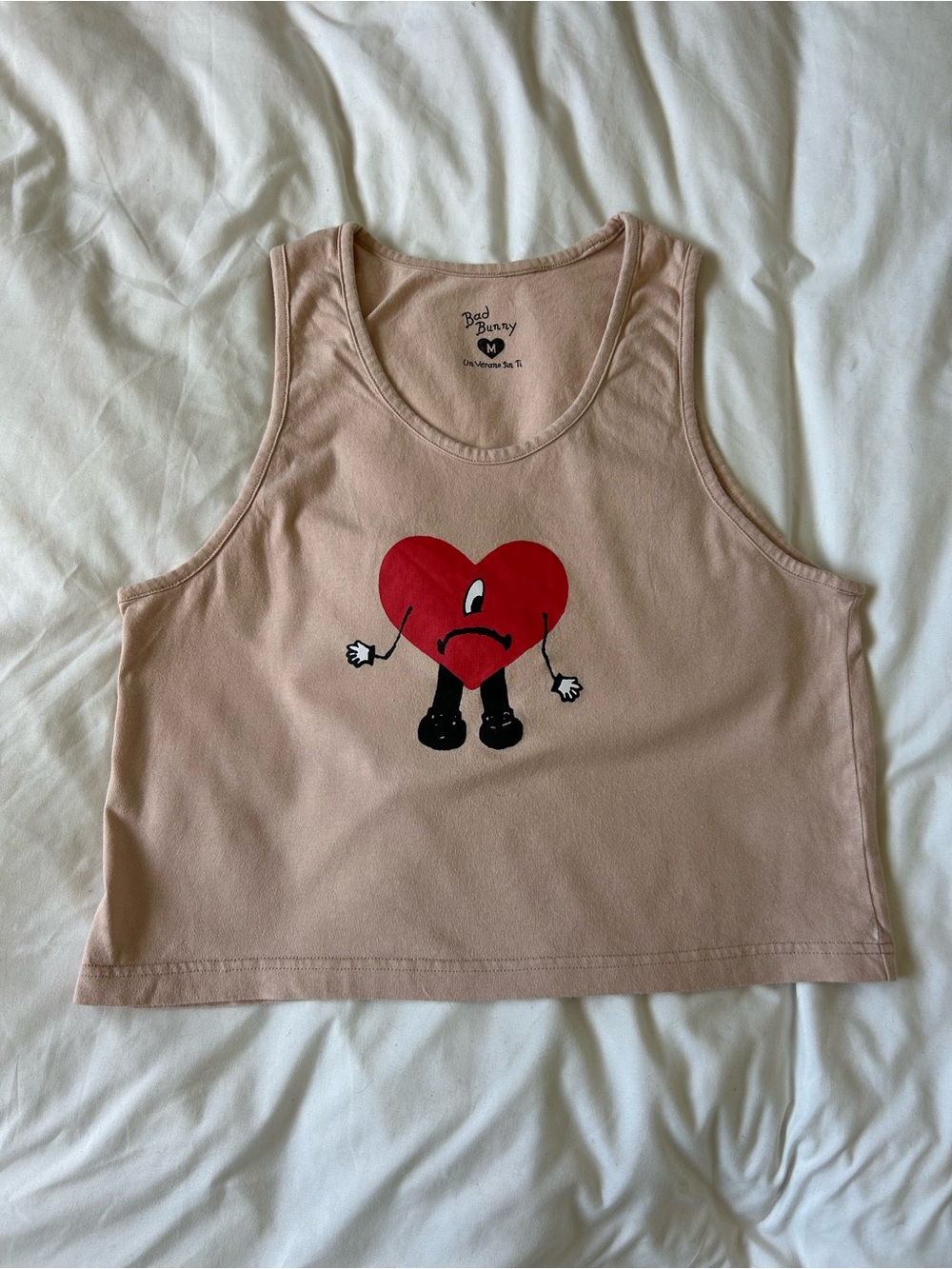 Bad Bunny “Un Verano Sin Ti” Heart Graphic Tank Top | Medium